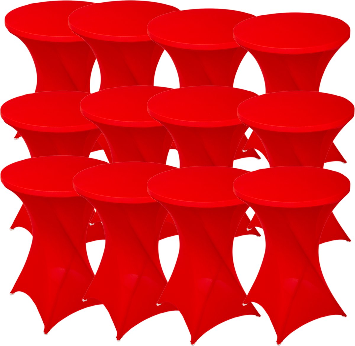 Statafelrok Rood x 12 – ∅80-85 x 110 cm – Stretch 12 stuks – Tafelrok voor Statafel – Geschikt voor Horeca Evenementen | Sta Tafel Hoes | Staantafelhoes | Cocktailparty | Trouwerij